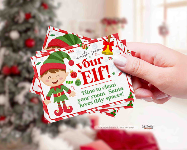 Editable Elf Notes Printable INSTANT DOWNLOAD, Christmas Note from Elf Activity Card Mischief Cards, A note from your Elf Blank Card 600