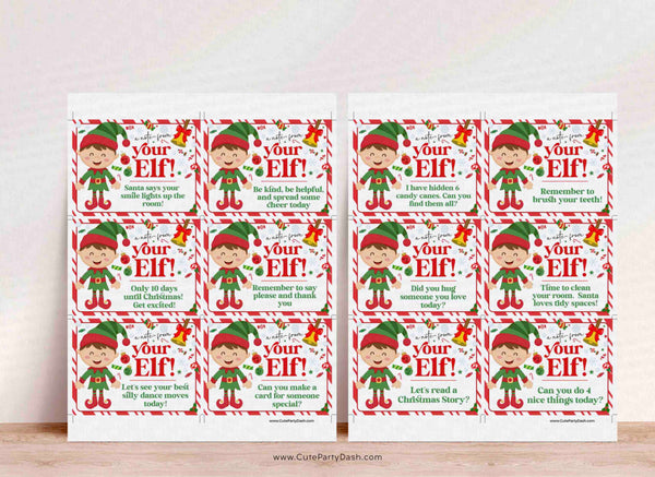Editable Elf Notes Printable INSTANT DOWNLOAD, Christmas Note from Elf Activity Card Mischief Cards, A note from your Elf Blank Card 600