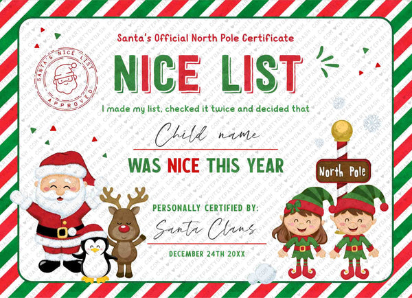 EDITABLE Santa Claus Official Nice Naughty List Certificate Bundle Printable INSTANT DOWNLOAD Girl Boy Elf Letter from Santa 600