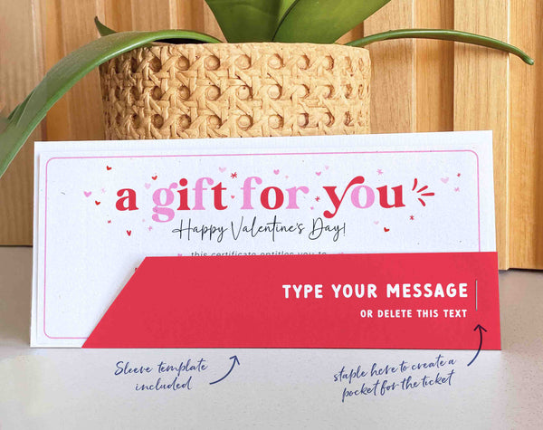 Custom Valentine's Day Gift Certificate Printable INSTANT DOWNLOAD Editable Gift Voucher Template Surprise Valentine's Day gift for her him