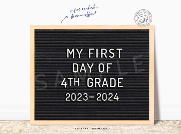 First Day of School Felt Letter Board Sign INSTANT DOWNLOAD Back to school 1st Day of Fourth Grade Printable Chalkboard Poster Photo Prop Digital download