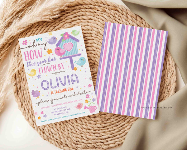 Bird Birthday Invitation Printable Instant Download, Editable Sweet Birdie Tweet birthday Digital invitation, Cute Little Birdies invite 330