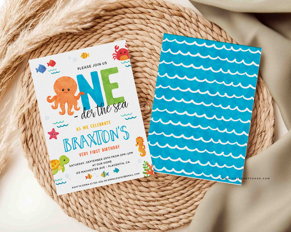 Under the Sea Birthday Invitation INSTANT DOWNLOAD, EDITABLE Beach Party, Ocean animals Digital Invite for a Boy Girl Oneder the Sea 331