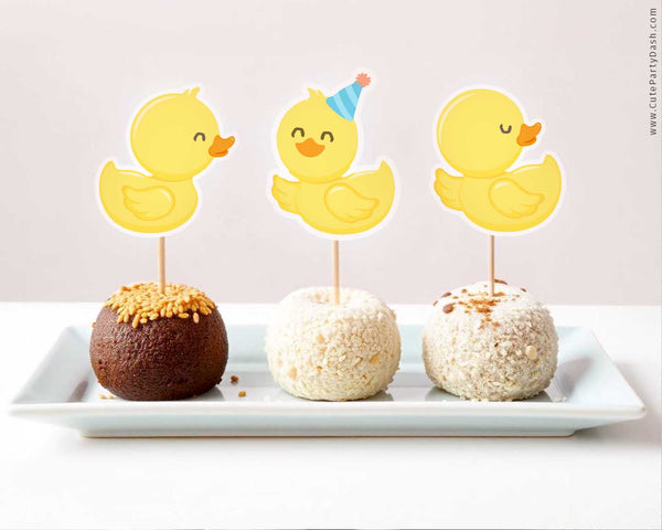 Rubber Duck Birthday Party Decoration Bundle Printable INSTANT DOWNLOAD EDITABLE Yellow Blue Ducky Decor One Lucky Duck invitation 429