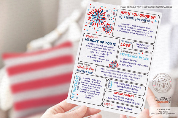 4th of July First birthday invitation INSTANT DOWNLOAD boy girl Independence Day fireworks little firecracker invite Stars Stripes 453