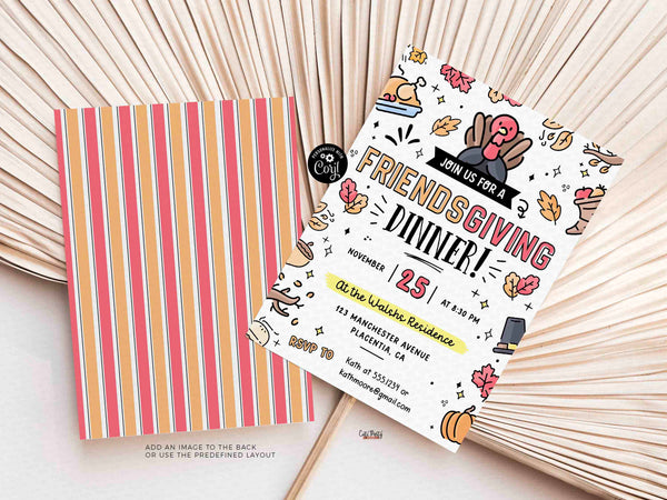Friendsgiving Dinner Invitation Digital INSTANT DOWNLOAD Editable printable Thanksgiving Dinner invite Fall Pumpkin Invitation, #525