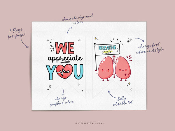 Happy Respiratory Care Week Banner Printable INSTANT DOWNLOAD Editable Bunting Respiratory Therapist appreciation Decor ideas Medical Sign