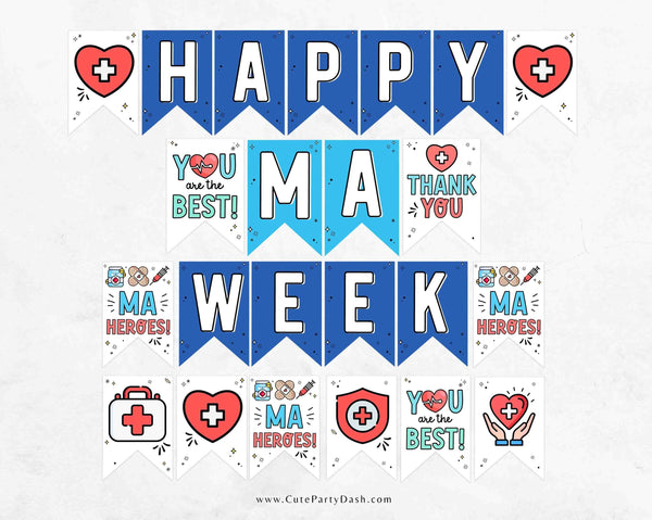 Medical Assistant Week Banner Printable INSTANT DOWNLOAD Editable Happy MA Appreciation Week Bunting Decor Medical Assistant Recognition