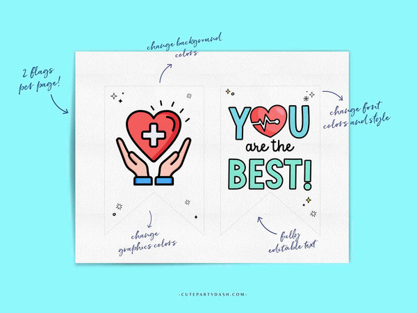 Medical Assistant Week Banner Printable INSTANT DOWNLOAD Editable Happy MA Appreciation Week Bunting Decor Medical Assistant Recognition