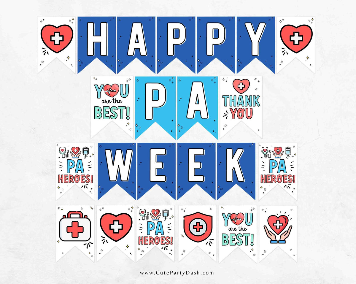 Physician Assistant Week Week Banner Printable Decor Cute Party Dash