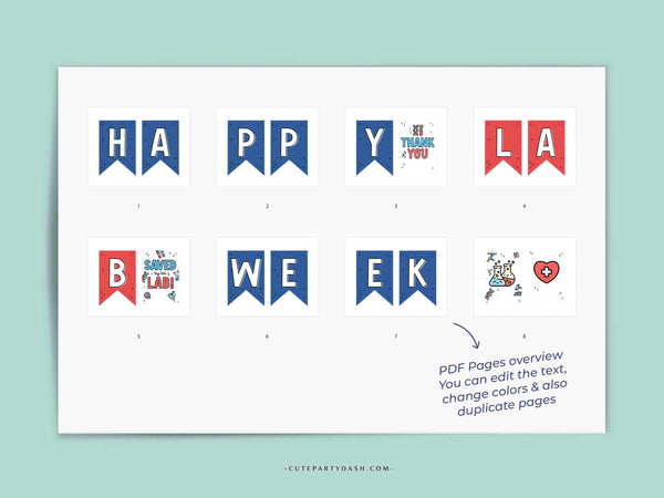 Happy Lab Week Banner Printable INSTANT DOWNLOAD Editable Medical Laboratory professionals Appreciation Week Bunting Decor Lab Week gifts