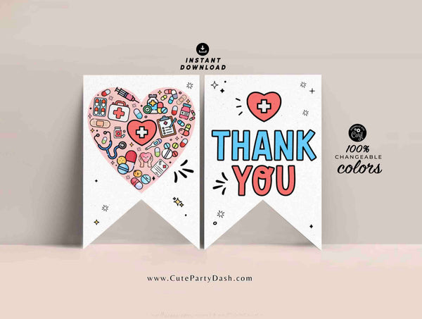Happy Doctor's Day Banner Printable INSTANT DOWNLOAD Editable National Doctor's Day bunting Appreciation Week Bunting Decor Doctors Day Sign