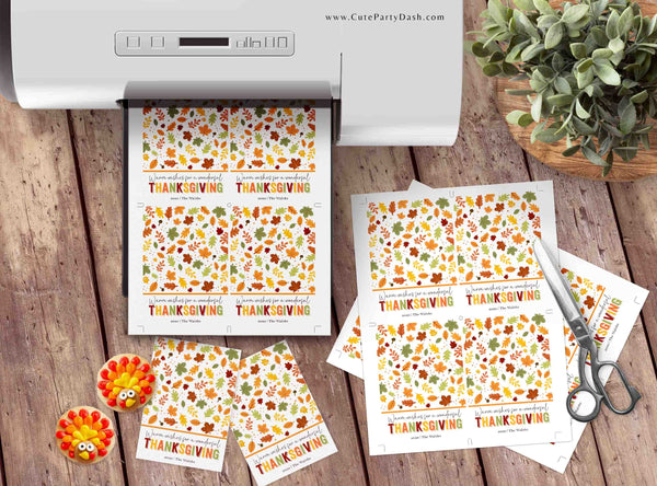 Happy Thanksgiving Cookie Card printable INSTANT DOWNLOAD Sugar Cookie tag Mini Cookie Card teacher Fall Autumn Cookie Card Gift Card Holder