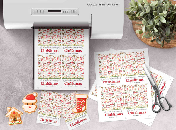 Christmas Cookie Card printable INSTANT DOWNLOAD Sugar Cookie tag Mini Cookie Card teacher Gift Holidays Cookie Card Gift Card Holder