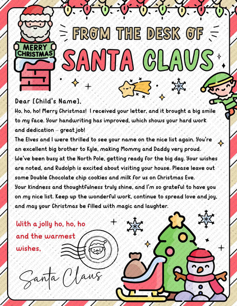 EDITABLE Official Letter from Santa Claus Nice List Certificate Bundle INSTANT DOWNLOAD Christmas eve box Printable Santa North Pole Mail