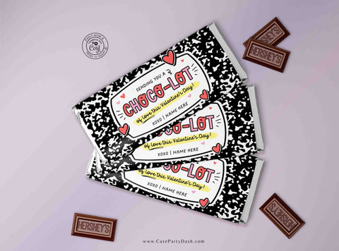 Choco-lot of love Teacher Valentines Day Gift Chocolate Bar Wrapper Printable INSTANT DOWNLOAD Editable Teacher Week Appreciation Gift Idea