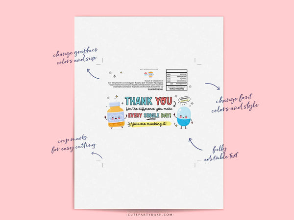 Pharmacy Week Appreciation Gift Idea INSTANT DOWNLOAD Printable RX Pharmacy Team Candy Bar Wrappers Editable Thank You Gift Pharmacy Techs