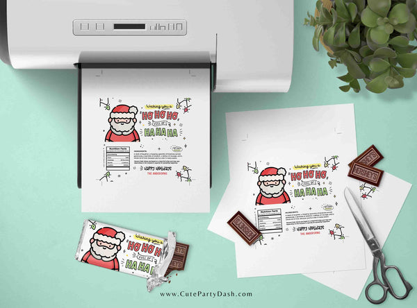 Funny Christmas Gift Chocolate Bar Wrapper INSTANT DOWNLOAD Happy Holidays Funny Christmas Gift for Friend Card Hilarious Humor Ho Ho Santa