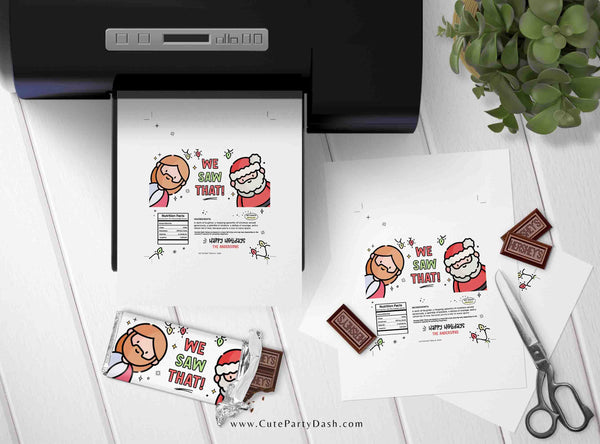 Funny Christmas Gift Chocolate Bar Wrapper INSTANT DOWNLOAD Happy Holidays Funny Christmas Gift for Friend Card Hilarious Humor I Saw That