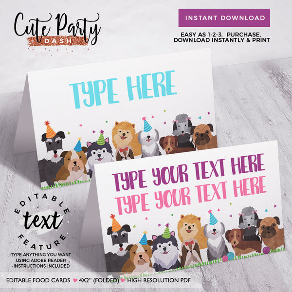 Puppy Birthday Photo Invitation Girl Pet adoption Pink Purple Doggy Dog Adoption Digital corjl Invitation 468