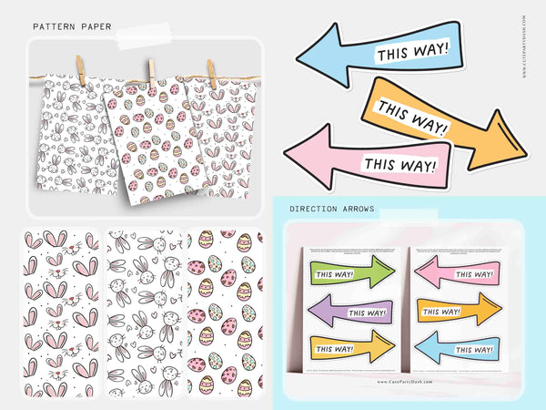 Indoor Easter Egg Hunt Printable Bundle INSTANT DOWNLOAD Editable Easter Scavenger Hunt Game for Kids Activity Treasure Hunt Clues Bunny