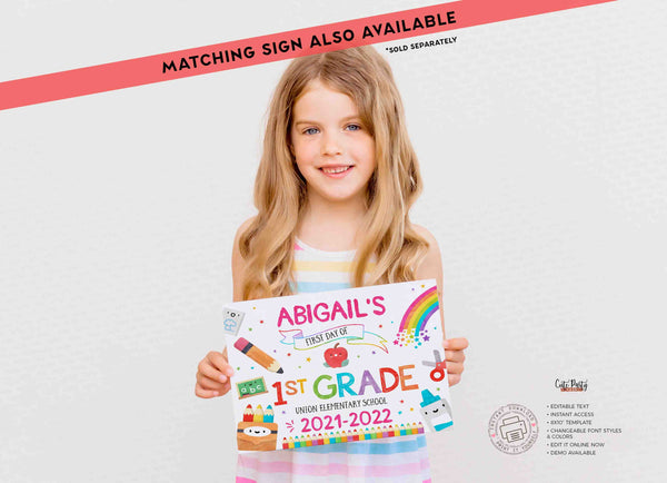 Last day of school sign Printable INSTANT DOWNLOAD Editable Last day of 1st Grade sign, End of School Year Preschool Photo Sign Kindergarten
