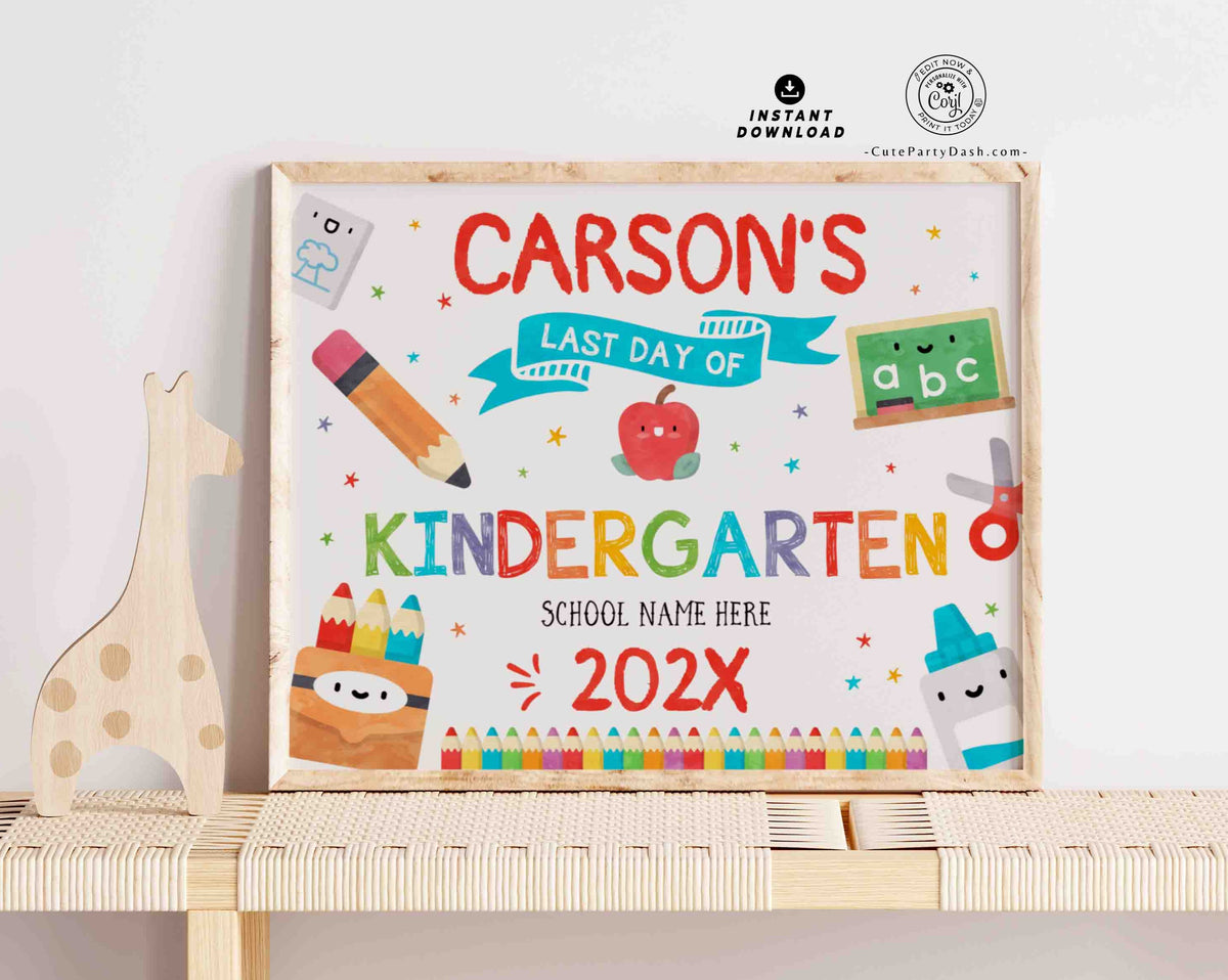 Last Day of Preschool Printable Sign INSTANT DOWNLOAD – Cute Party Dash
