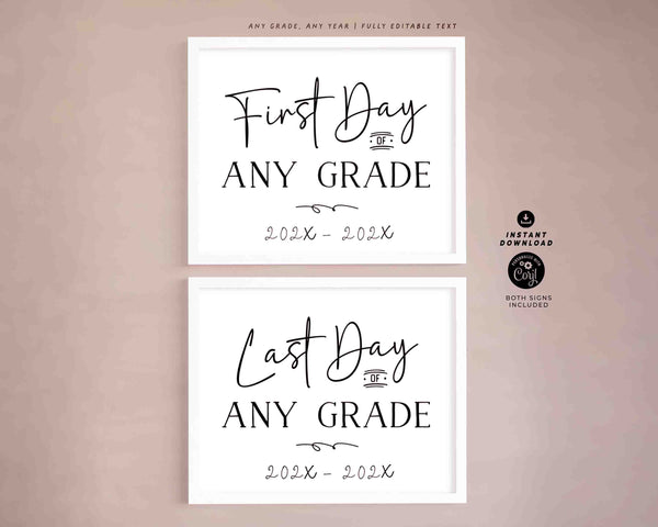 Editable Back to School Sign Bundle Printable INSTANT DOWNLOAD, EDITABLE First Day & Last Day Back to school Sign Set Chalkboard Prop