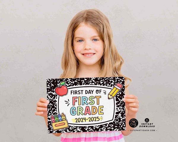 Editable First day of 1st Grade Sign Bundle Printable INSTANT DOWNLOAD, EDITABLE First Day & Last Day Back to school Sign Set Chalkboard