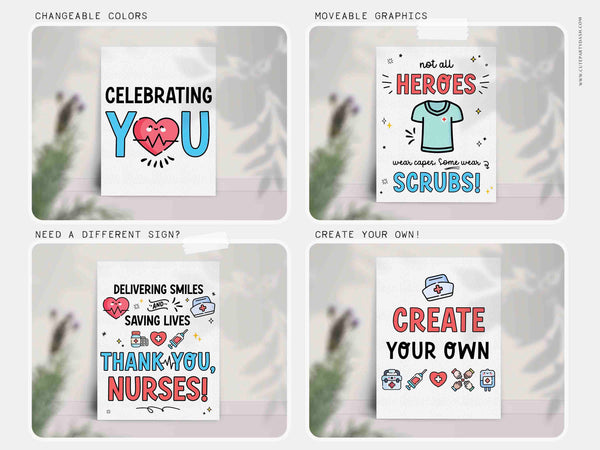 Nurses Week Sign Printable INSTANT DOWNLOAD Editable Medical Nurses Appreciation Week Decor Theme Thank You Poster props Happy nurse gift