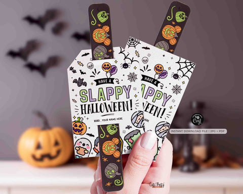 Happy Halloween Slap Bracelet Gift Tag INSTANT DOWNLOAD Slappy Halloween Tag EDITABLE Friend Classroom Trick or Treat Non Candy Party Favor