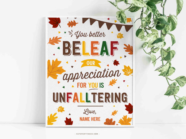 Fall Appreciation Gift Tag, Teacher Appreciation Fall Thanksgiving Thank You Tag - Digital Download
