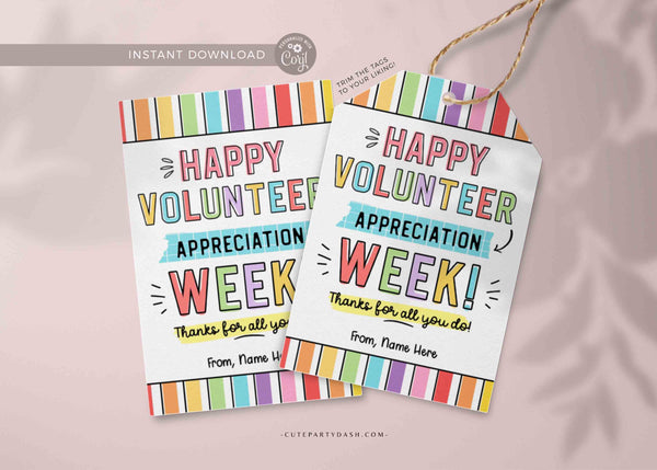 Volunteer Appreciation Gift Tag Editable Employee Appreciation Week Thank You Card Staff Printable Label Team Member INSTANT DOWNLOAD