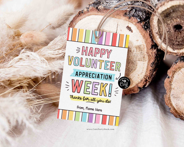 Volunteer Appreciation Gift Tag Editable Employee Appreciation Week Thank You Card Staff Printable Label Team Member INSTANT DOWNLOAD
