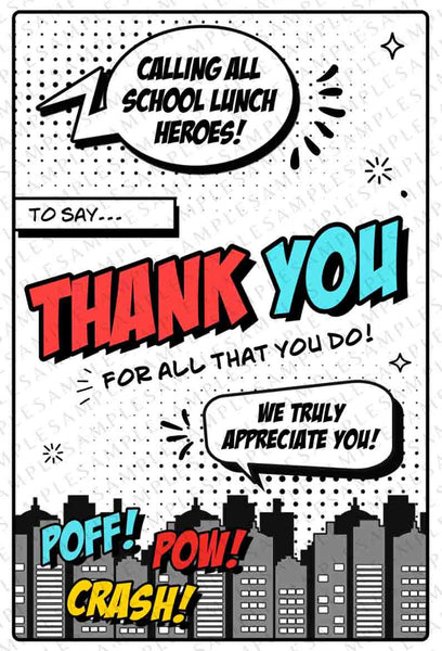School Lunch Hero Day Appreciation Gift Tag Printable Lunch Hero Editable Thank You Tag Superhero Appreciation Card INSTANT DOWNLOAD