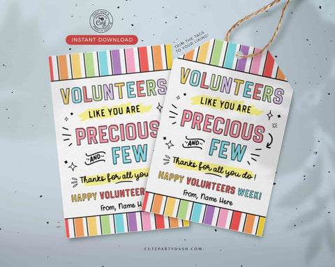 Volunteer Appreciation Gifts Tag Editable Printable Volunteer Thank You Card Employee Appreciation Week Staff Team Member INSTANT DOWNLOAD