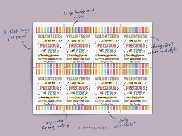 Volunteer Appreciation Gifts Tag Editable Printable Volunteer Thank You Card Employee Appreciation Week Staff Team Member INSTANT DOWNLOAD