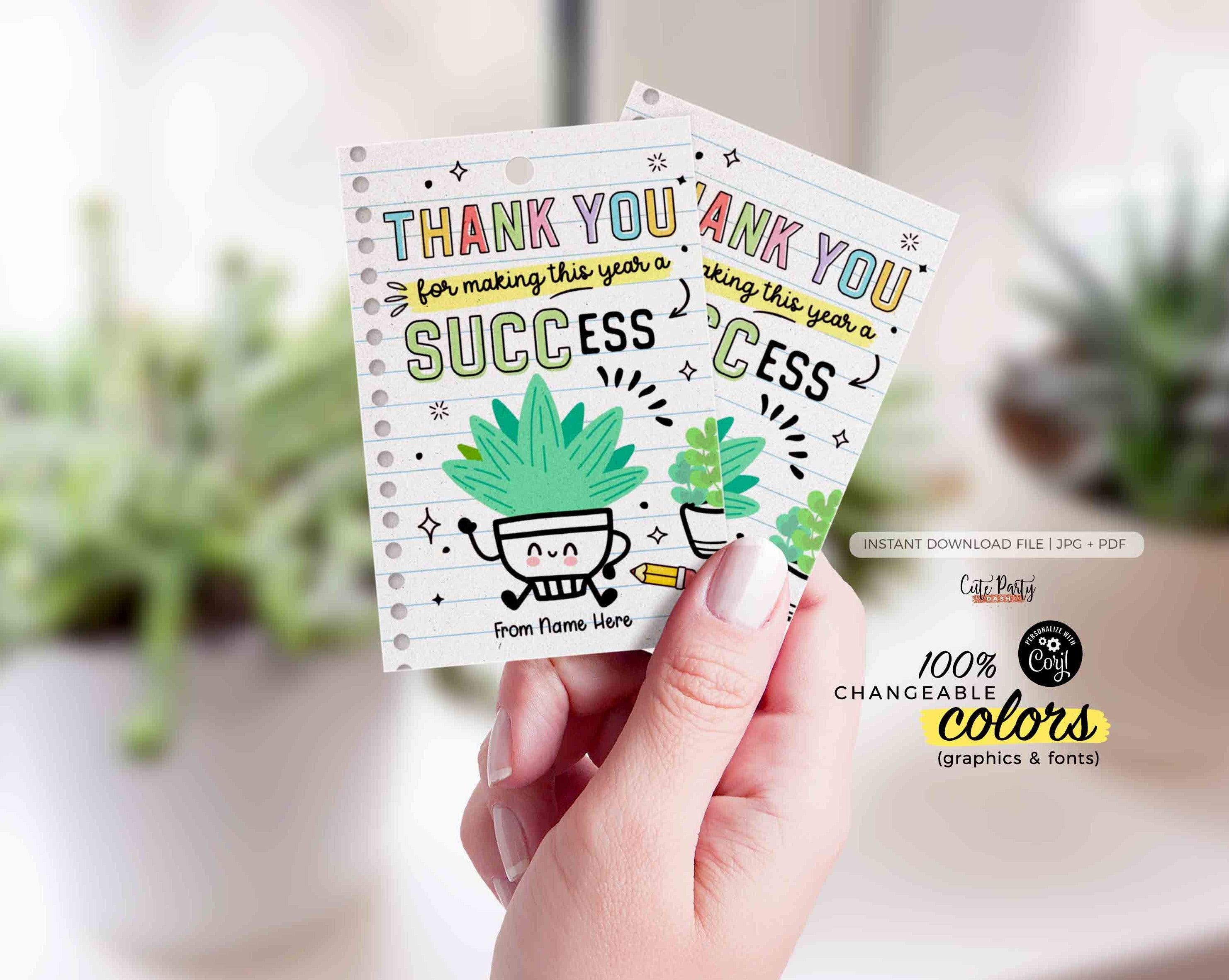 Thank you for making this year a SUCCess succulent gift tags. – Cute Party  Dash