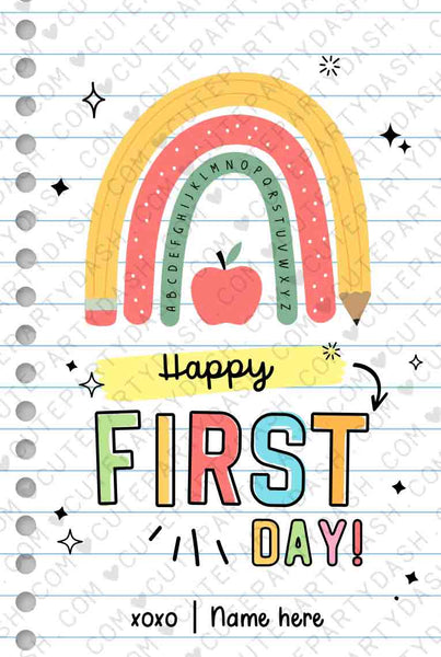 EDITABLE Happy First Day of School Gift Tag Printable Welcome Back To School treat Tag Rainbow Teacher 1st day of school INSTANT DOWNLOAD