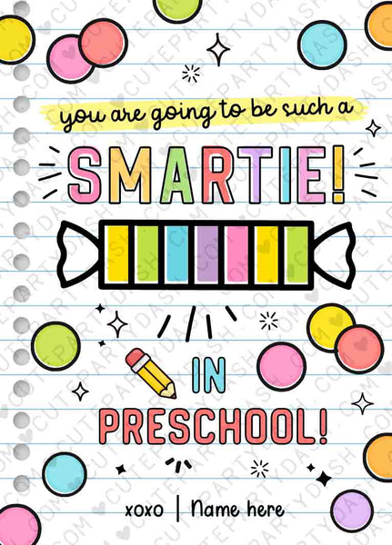 Printable First Day of School Candy Treat Tag Any Grade You're Going to be Such a Smartie Editable Back To School Candy Tag INSTANT DOWNLOAD