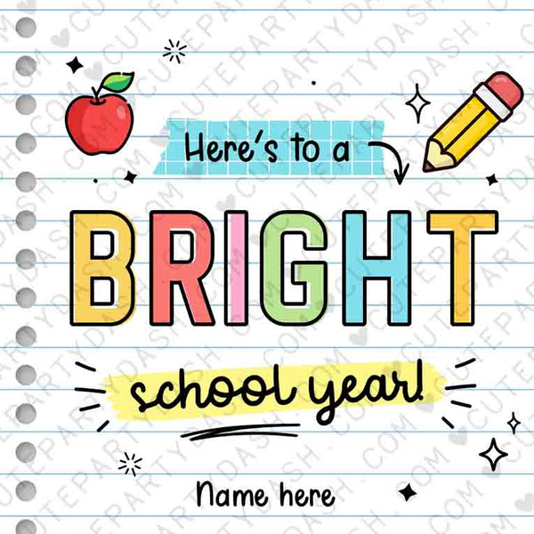 Here's To a Bright School Year Tag Back to School Gift Tag template Editable Gift from Teacher Student Kid First Day School INSTANT DOWNLOAD
