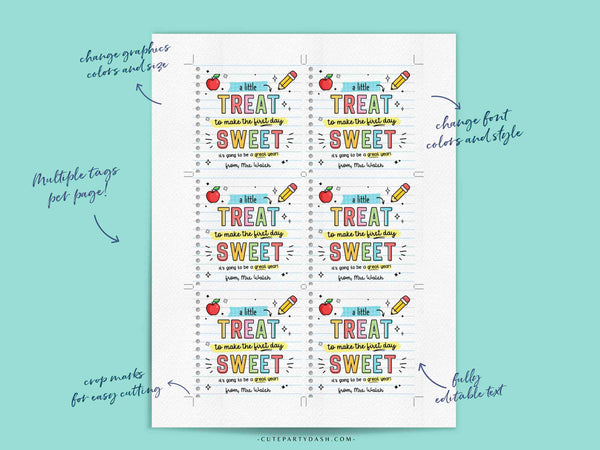 Welcome Back To School Gift Tag EDITABLE First Day of School gift from Teacher Classmate Gift A little treat Label Sticker INSTANT DOWNLOAD