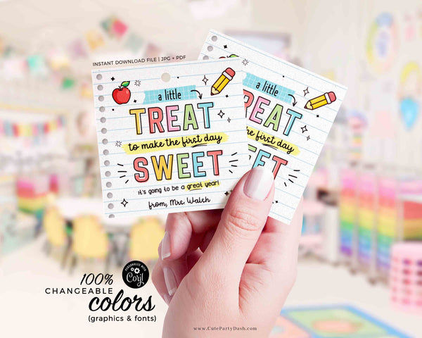 Welcome Back To School Gift Tag EDITABLE First Day of School gift from Teacher Classmate Gift A little treat Label Sticker INSTANT DOWNLOAD