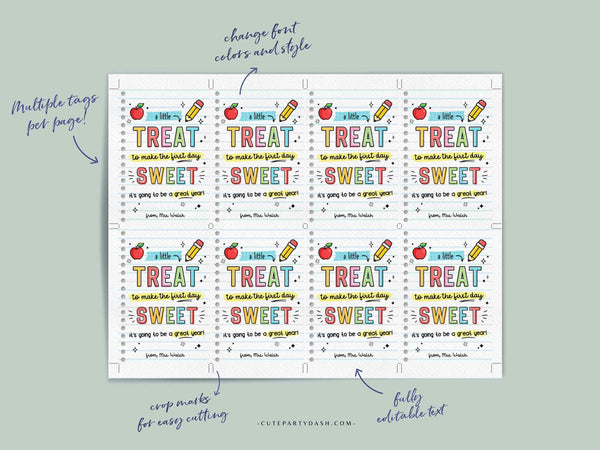 Welcome Back To School Gift Tag EDITABLE First Day of School gift from Teacher Classmate Gift A little treat Label Sticker INSTANT DOWNLOAD