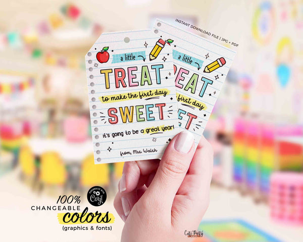 Welcome Back To School Gift Tag EDITABLE First Day of School gift from Teacher Classmate Gift A little treat Label Sticker INSTANT DOWNLOAD