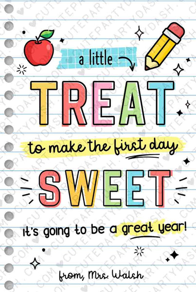 Welcome Back To School Gift Tag EDITABLE First Day of School gift from Teacher Classmate Gift A little treat Label Sticker INSTANT DOWNLOAD
