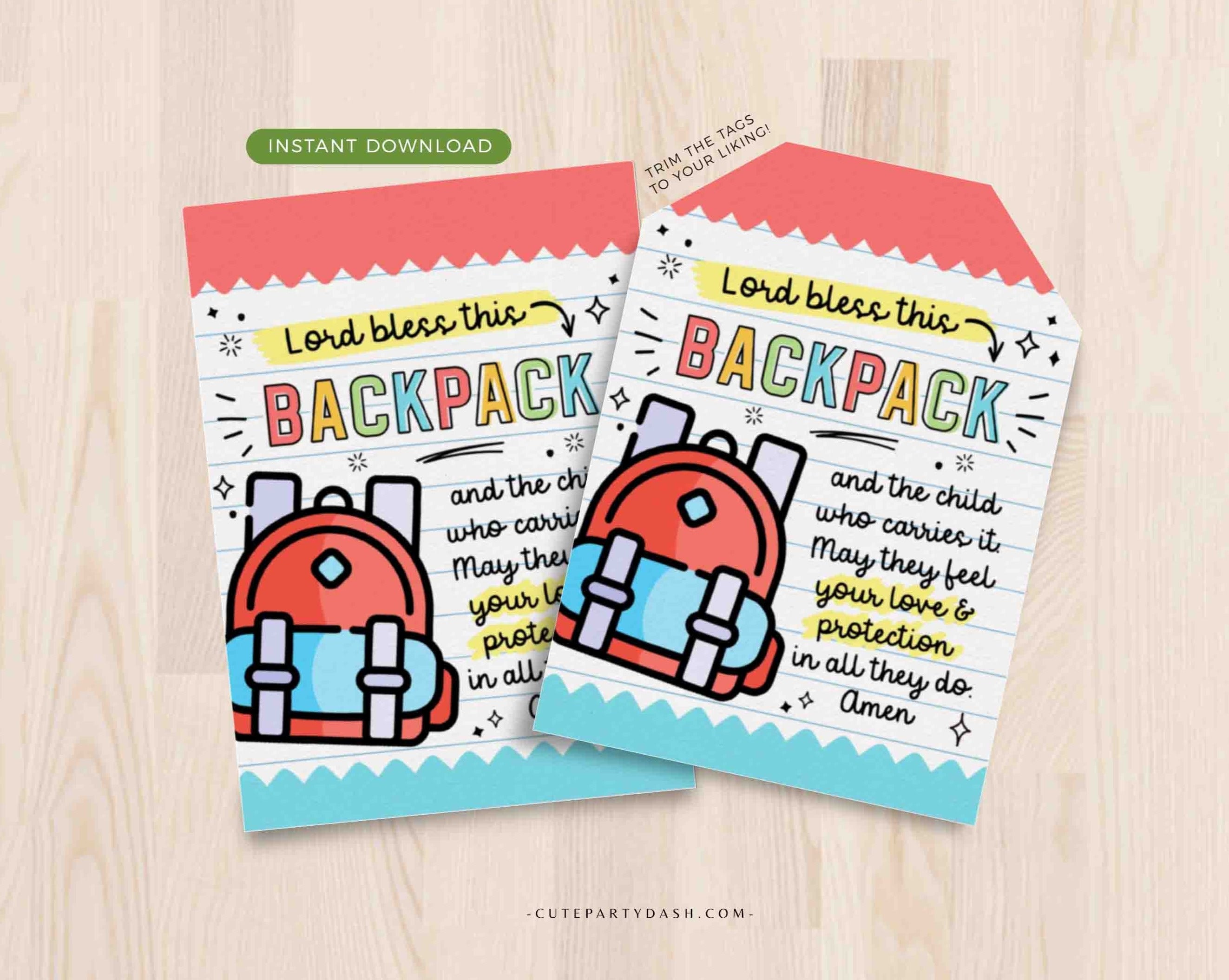 back to school with god sermon for kids backpack things Sunday School Printable Backpack Prayer Tag – Cute Party Dash