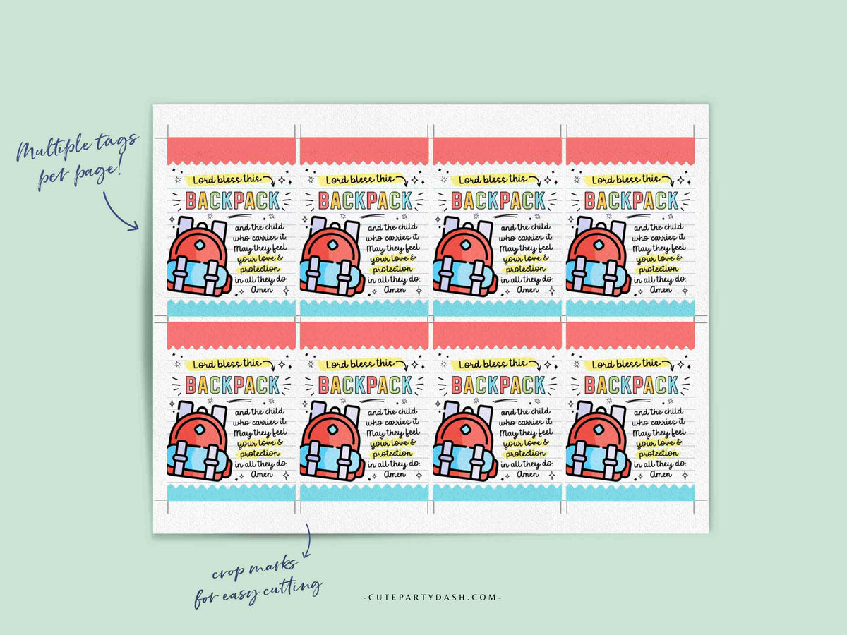 Backpack blessing tags clearance