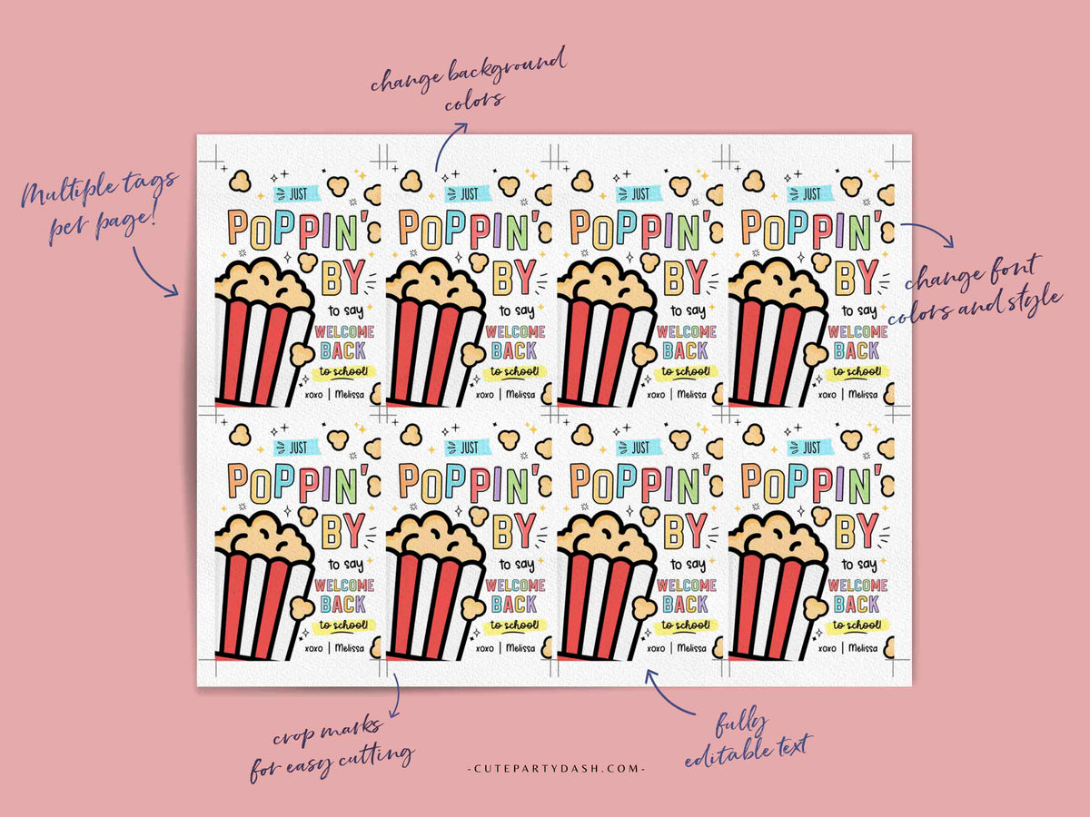 just-poppin-by-to-say-welcome-back-to-school-tag-cute-party-dash for Just Poppin By To Say Thank You Free Printable Just Poppin' by to say welcome back to school tag. – Cute Party Dash for Just Poppin By To Say Thank You Free Printable