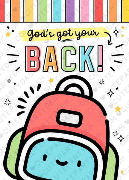 God's got your back Tag Sunday School Printable Backpack Prayer Tag INSTANT DOWNLOAD Religious Tag Backpack Blessing cards church gift tag